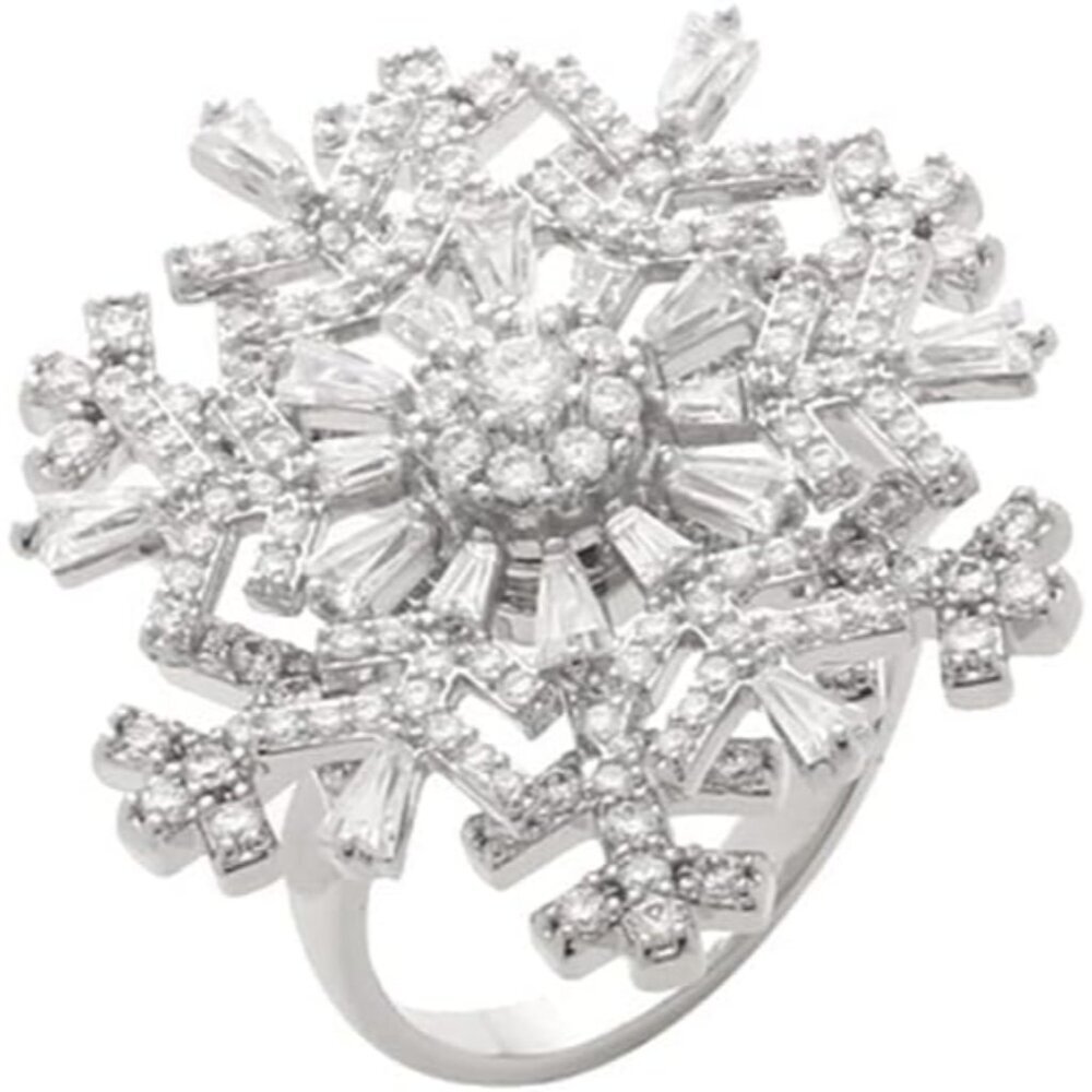 Snowflake Rings, Funny Rotatable Snowflake Adjustable Big Ring Fidget Rings for